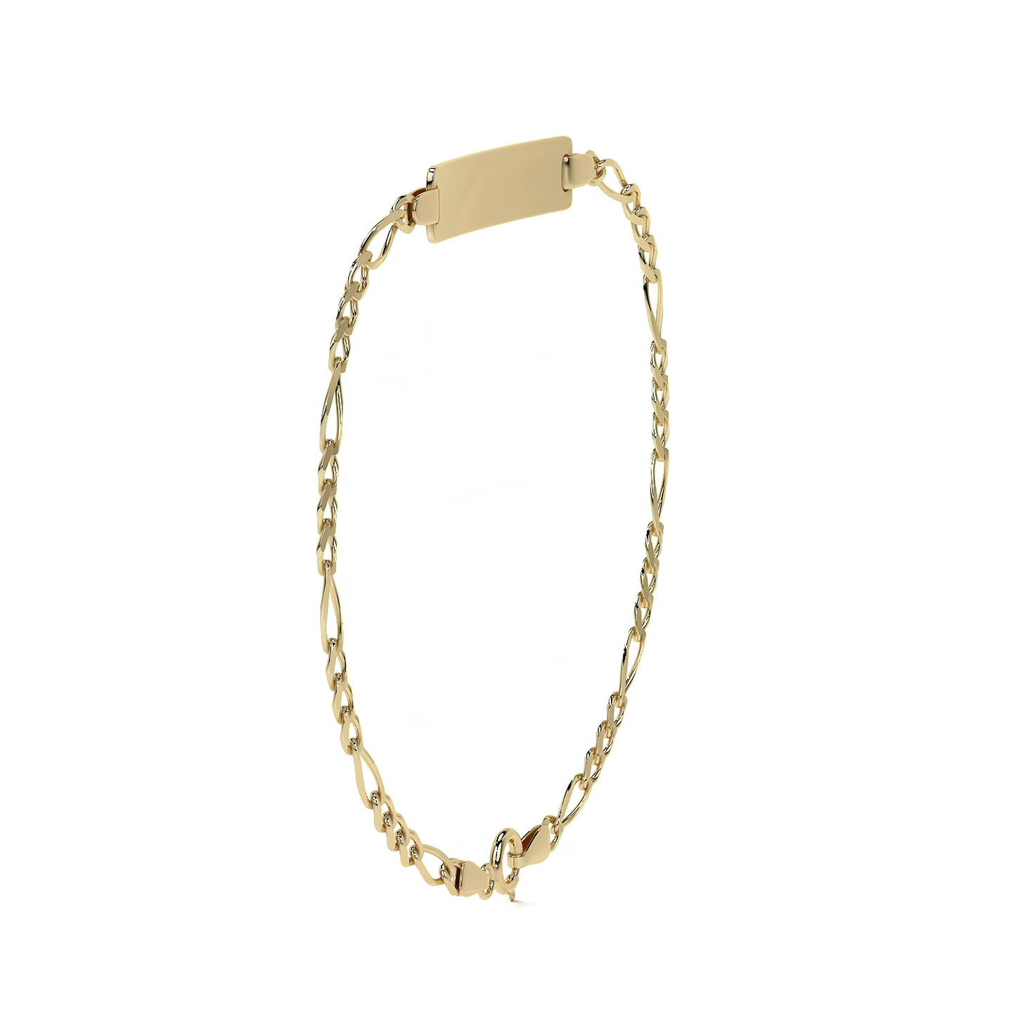 Pulsera Esclava de Oro 10K Estilo Fígaro 3x1 con Placa | Joyería Italiana