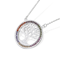 925 Sterling Silver Tree of Life Necklace with Stone