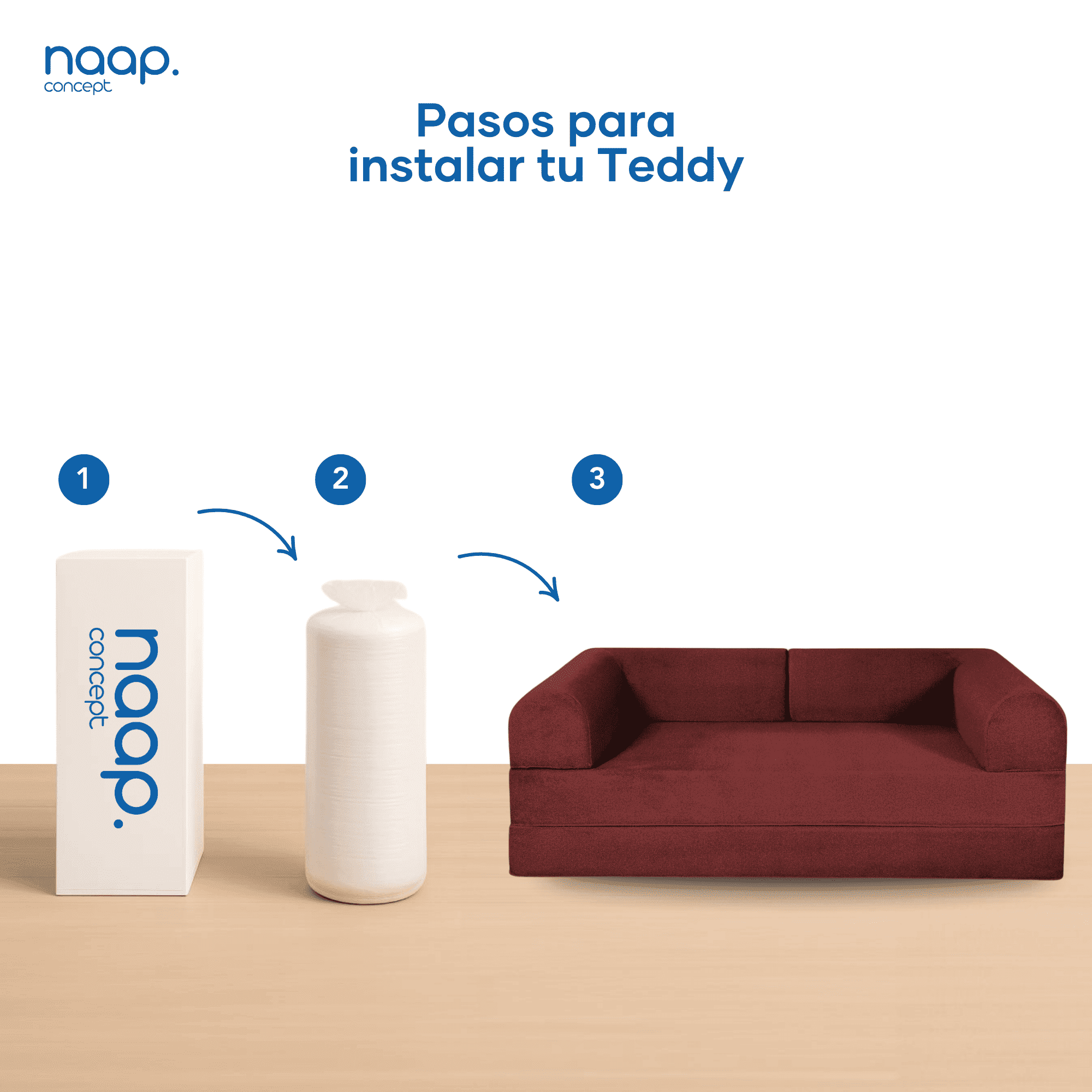 SOFA BED TEDDY SMOOTH BIRGUNDY