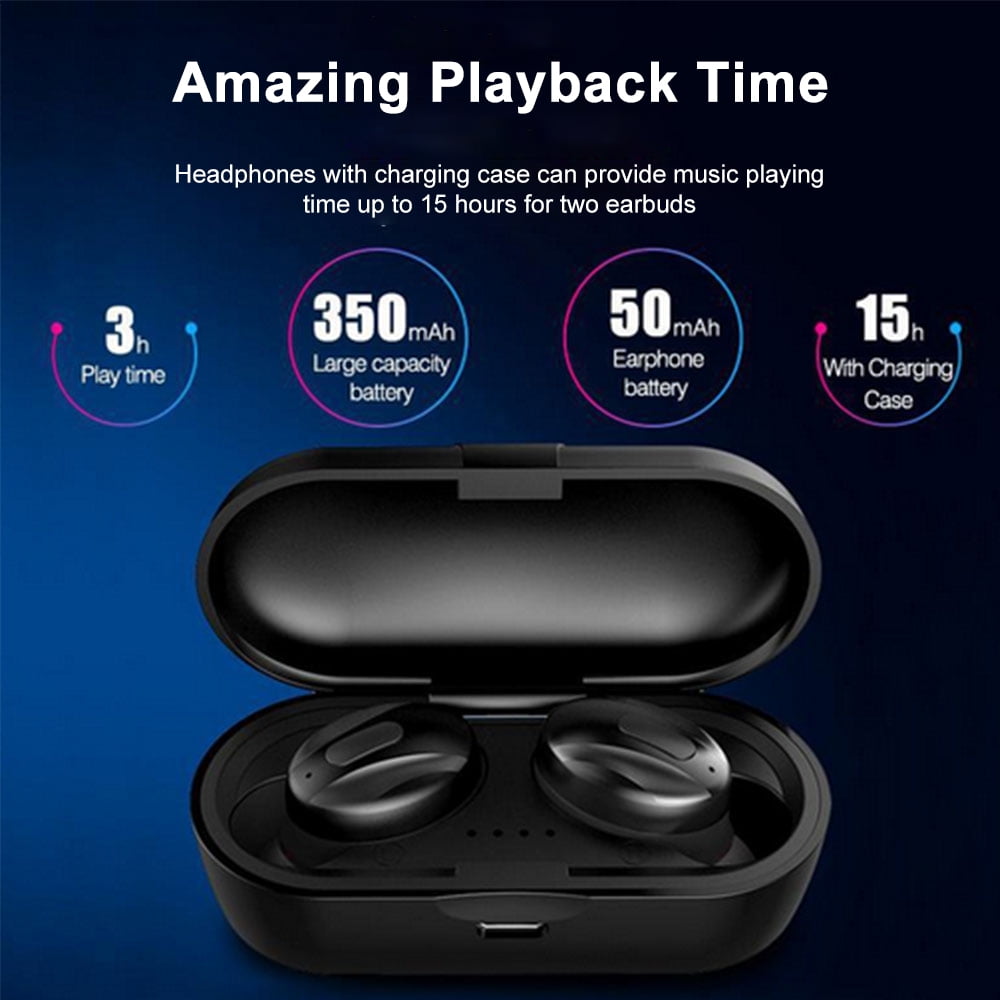 Bluetooth 5.0 Earbuds, Truly Wireless, with Microphone, TWS, Sports In-Ear Headphones, Mini Earphones, Hi-Fi Stereo Sound, with Portable Charging Case