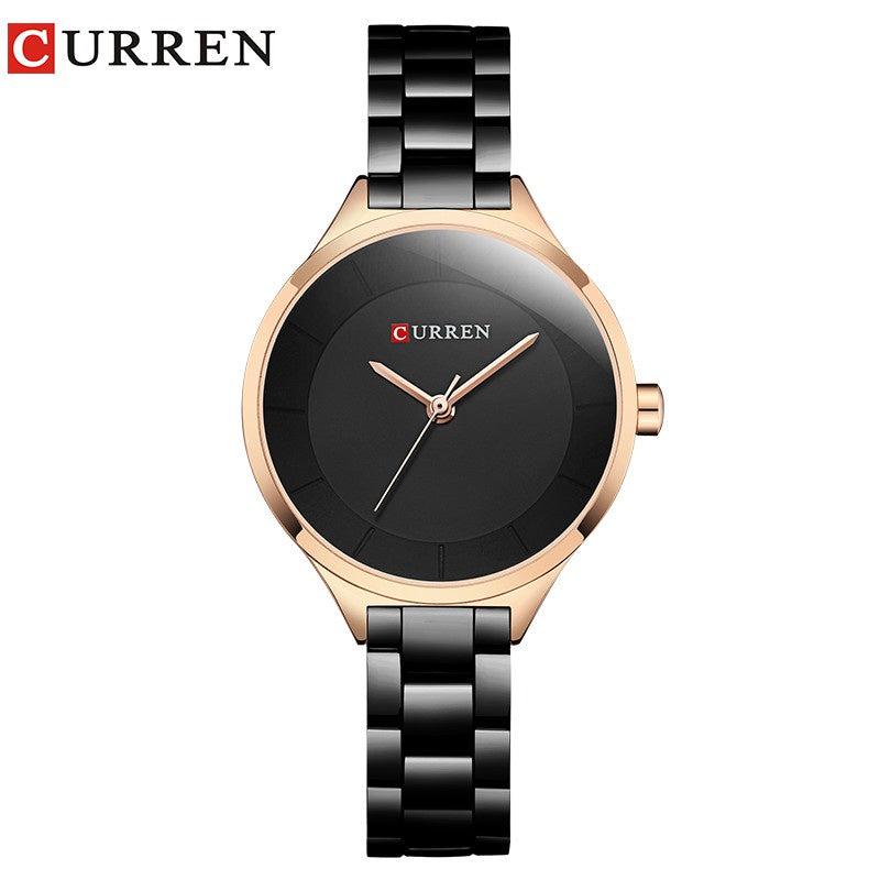 Curren Women's Stainless Steel Watch with Gold Strap, Luxury Fashion, All-Match, Simple 9015 X