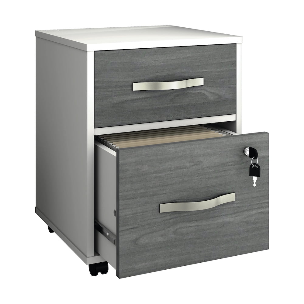 Essential 2-Drawer Letter-Size Filing Cabinet, One Drawer with Lock, 4 Wheels, Playcon Textured Laminate Top