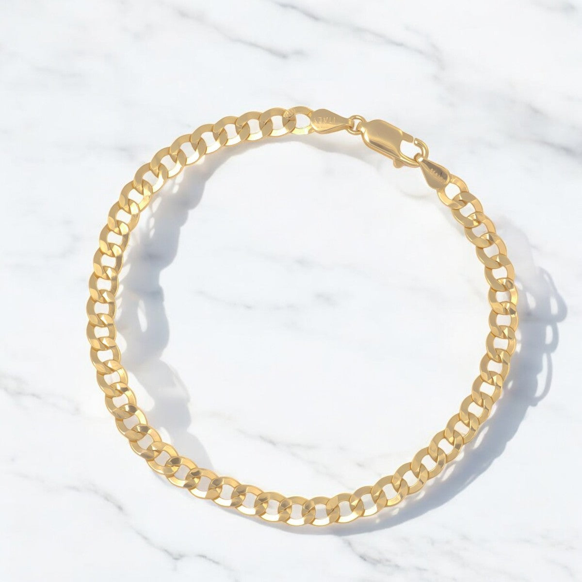 10 Carat Hollow Cuban Italian Bracelet 4.5mm, 18.5 Cm