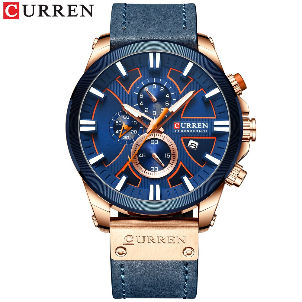 Curren Men's Waterproof Multifunctional Quartz Watch with Calendar and Leather Strap 8346 xs