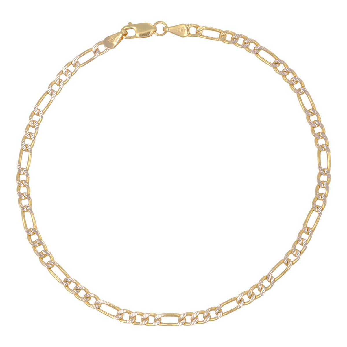 Italian Figaro Pave Bracelet 10 Carat 3.2mm, 21.5 Cm