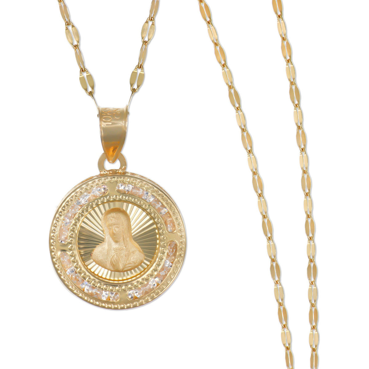14k Gold National Medal Necklace of the Virgin Mary's Face
