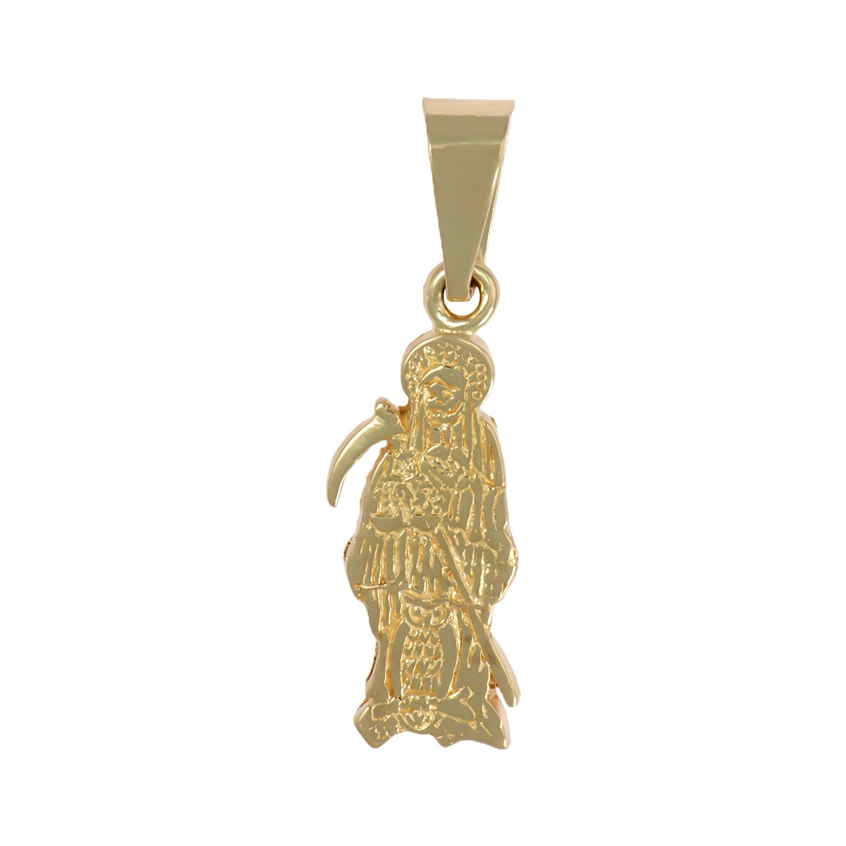 14k Gold Santa Muerte Pendant, 2.7 cm