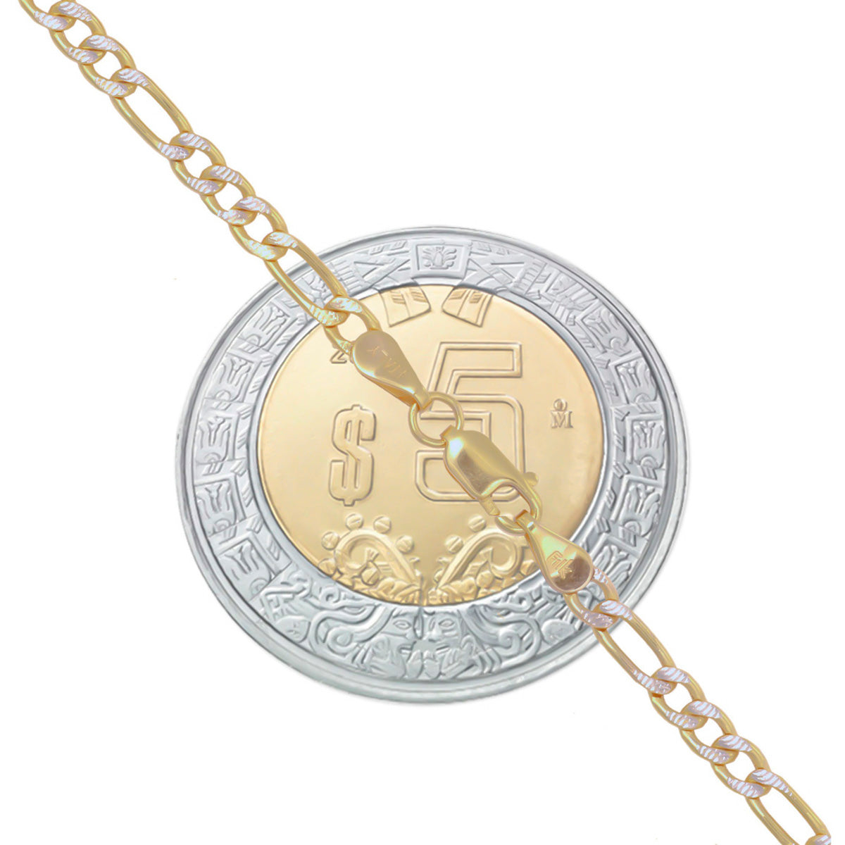 Italian Figaro Pave Bracelet 10 Carat 3.2mm, 21.5 Cm