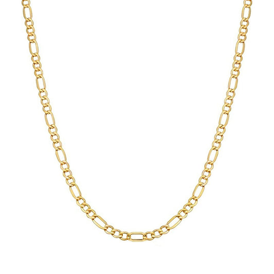 Cadena Italiana Figaro Solida De 10 Quilates 2.6 Mm, 60 Cm