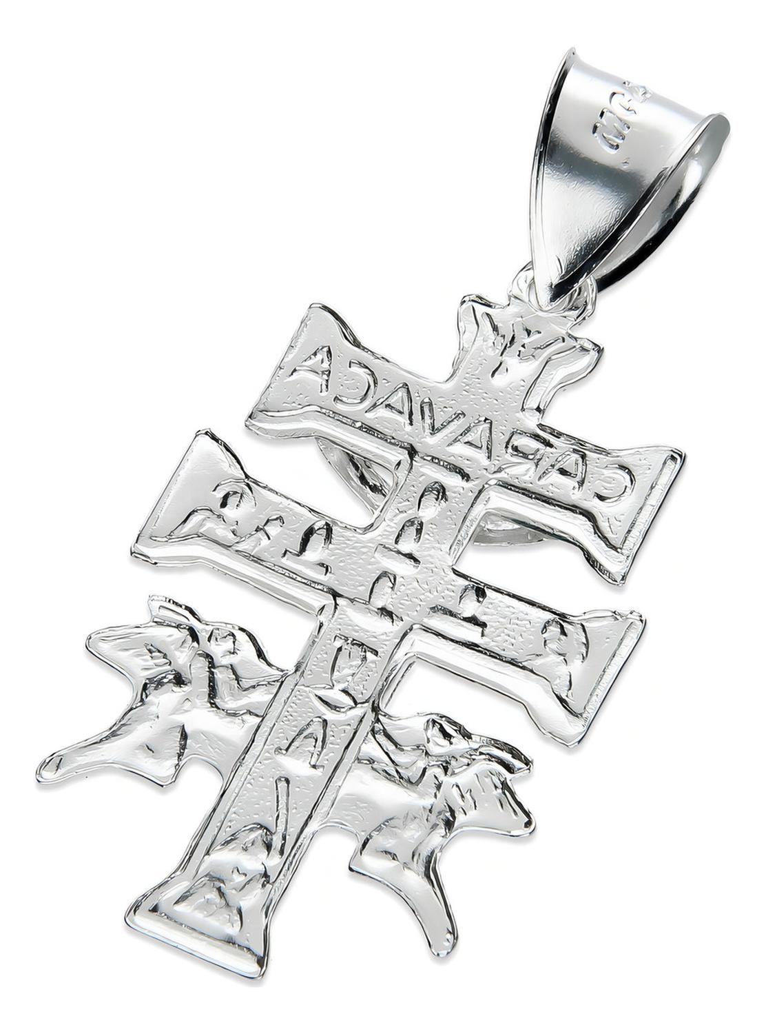 Slim Caravaca Cross Pendant in .925 Sterling Silver, Taxco, Guerrero, White
