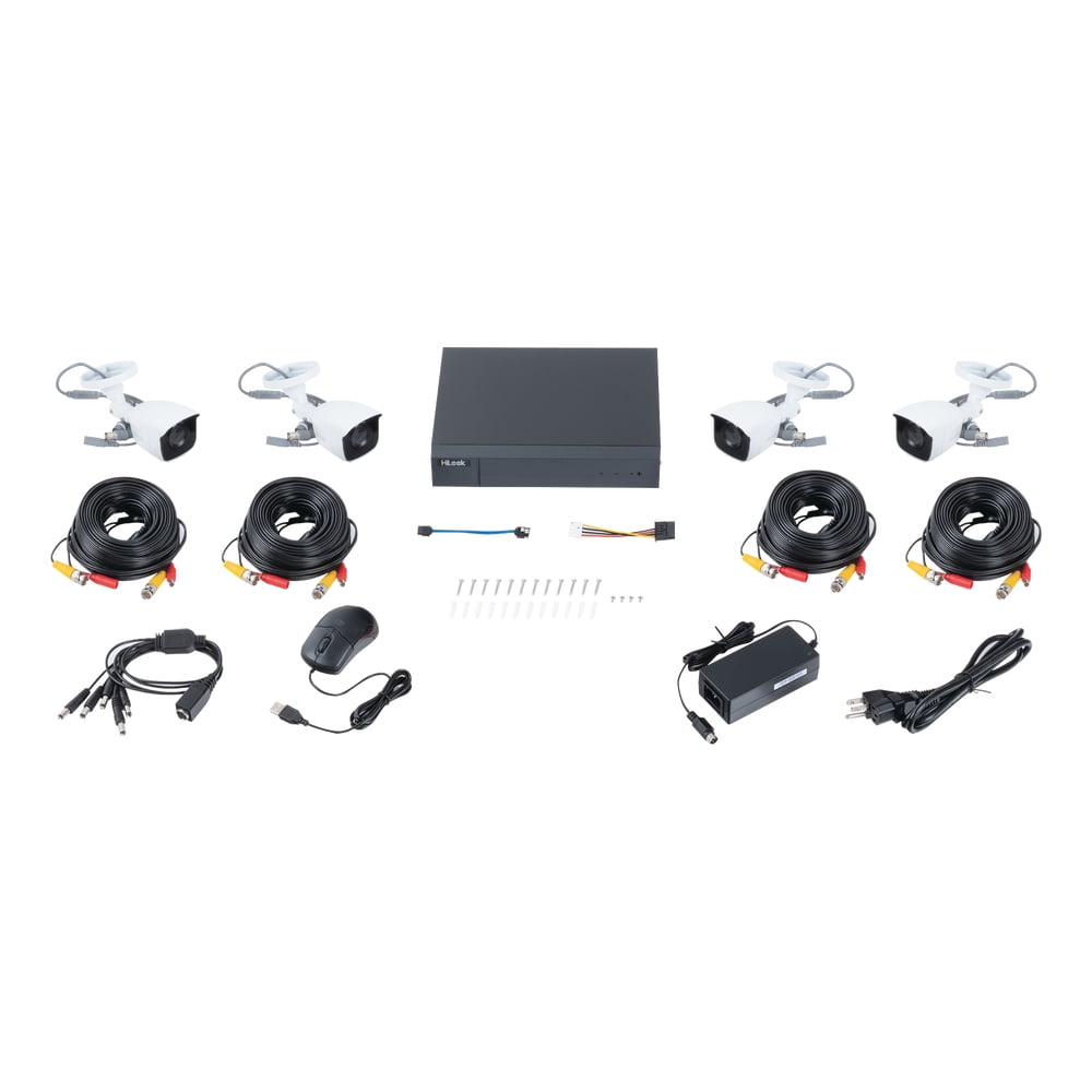 4-Camera Full HD 1080p Security Kit with White Metallic Bullet Cameras