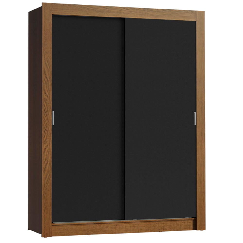 Madesa Denver Wardrobe Closet with 2 Sliding Doors, Brown/Black