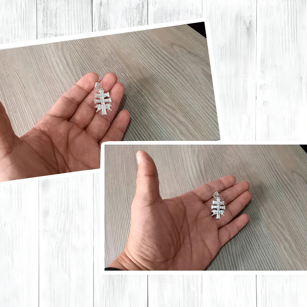 Slim Caravaca Cross Pendant in .925 Sterling Silver, Taxco, Guerrero, White