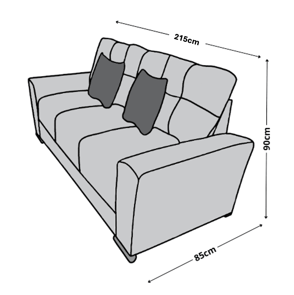 Sala Modular 3-2-1 El Bazar Store Suecia Gris Oxford, Sofa, Love seat y sillon