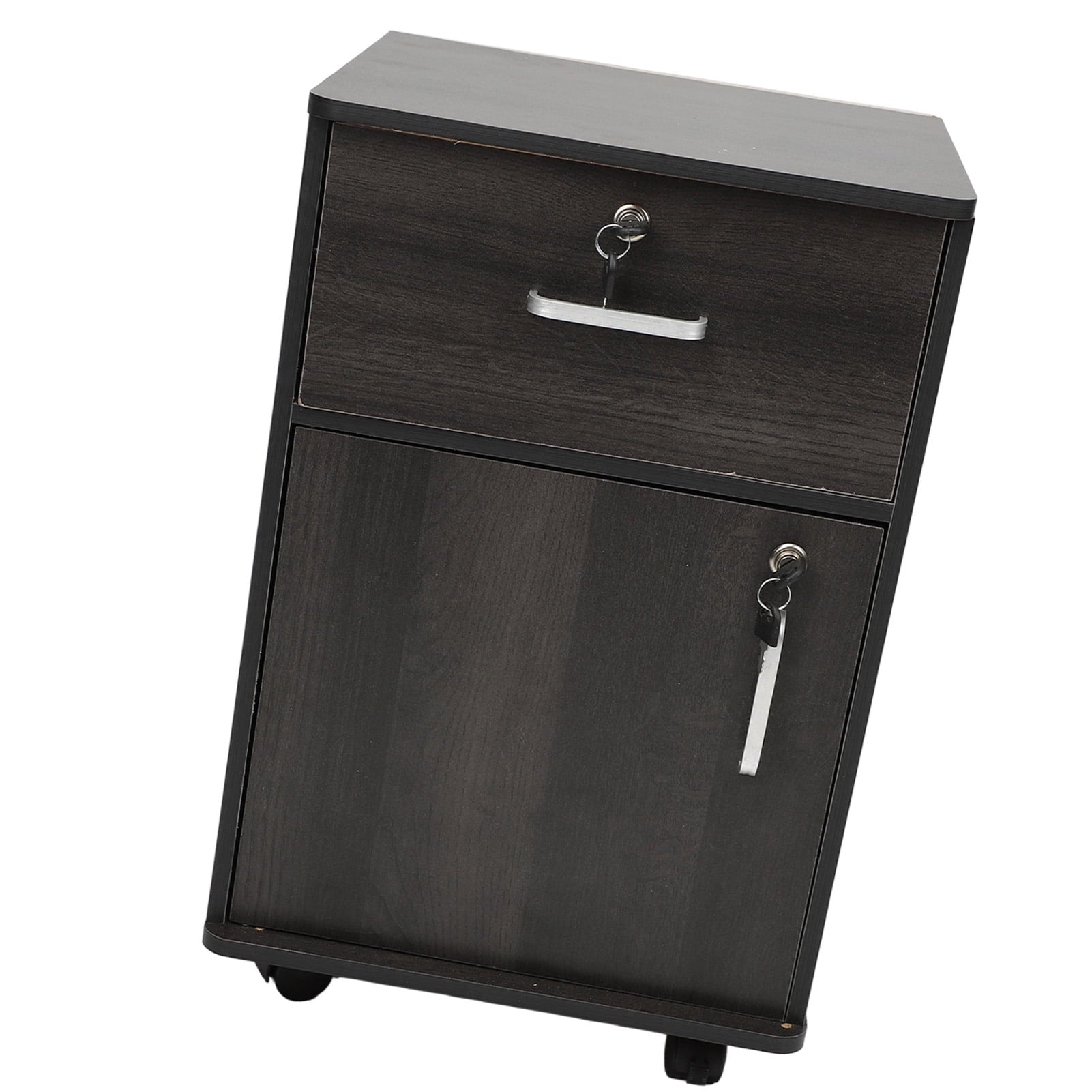 Mobile Filing Cabinet, Under-Desk Rolling Filing Cabinet with Locks and Wheels, Wooden Filing Cabinet for Home Office, 14.57 x 13.39 x 23.23 Inches, Easy to Assemble