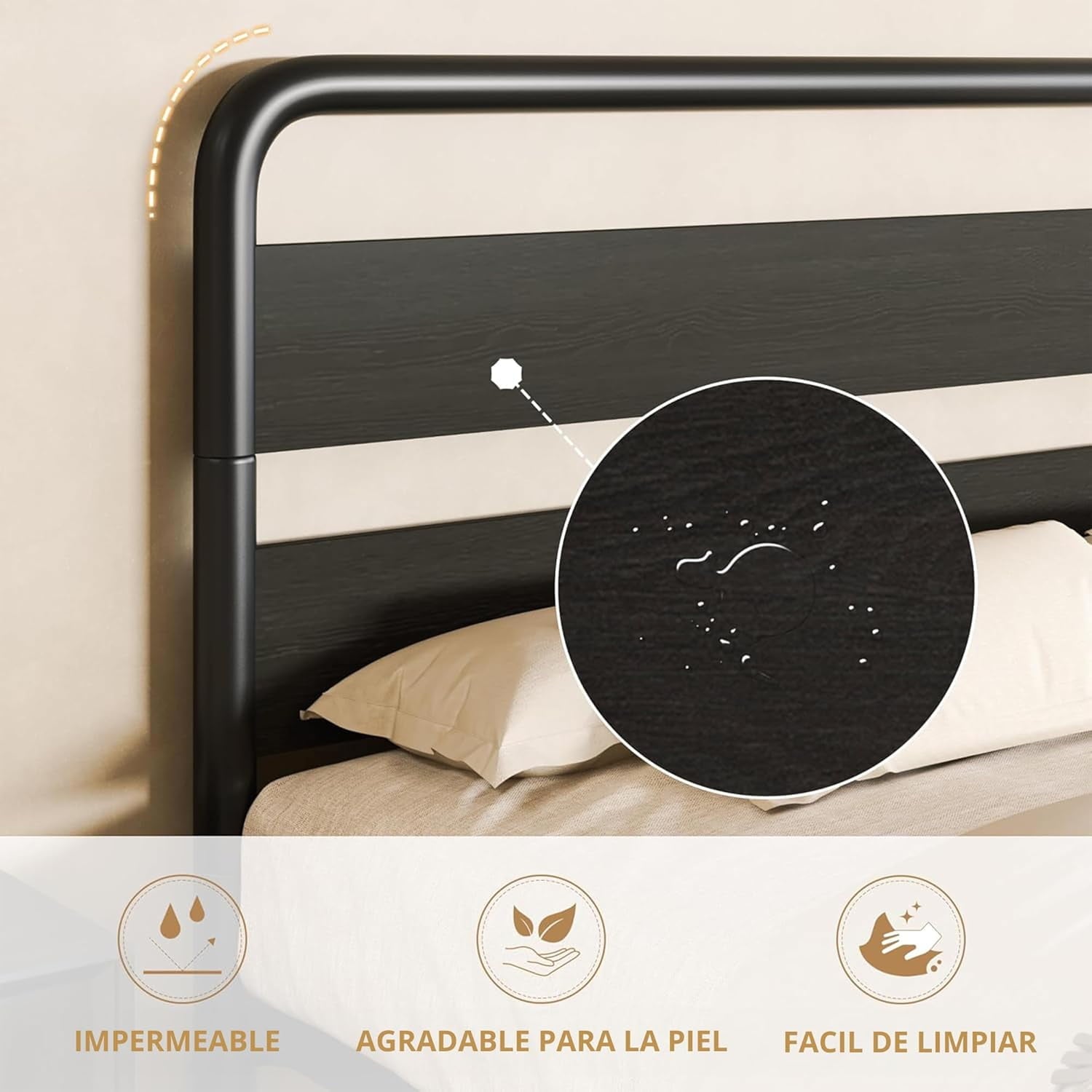 FABATO Queen Size Bed with Headboard