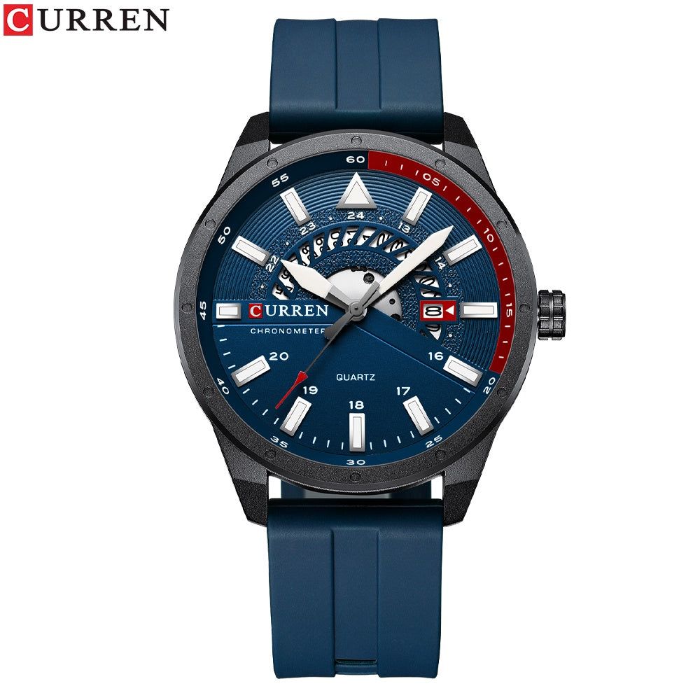 CURREN Relojes Para Hombre Marca Original Cuero De Goma Moda Casual Negocios Deportes Cuarzo Impermeable 8421 X