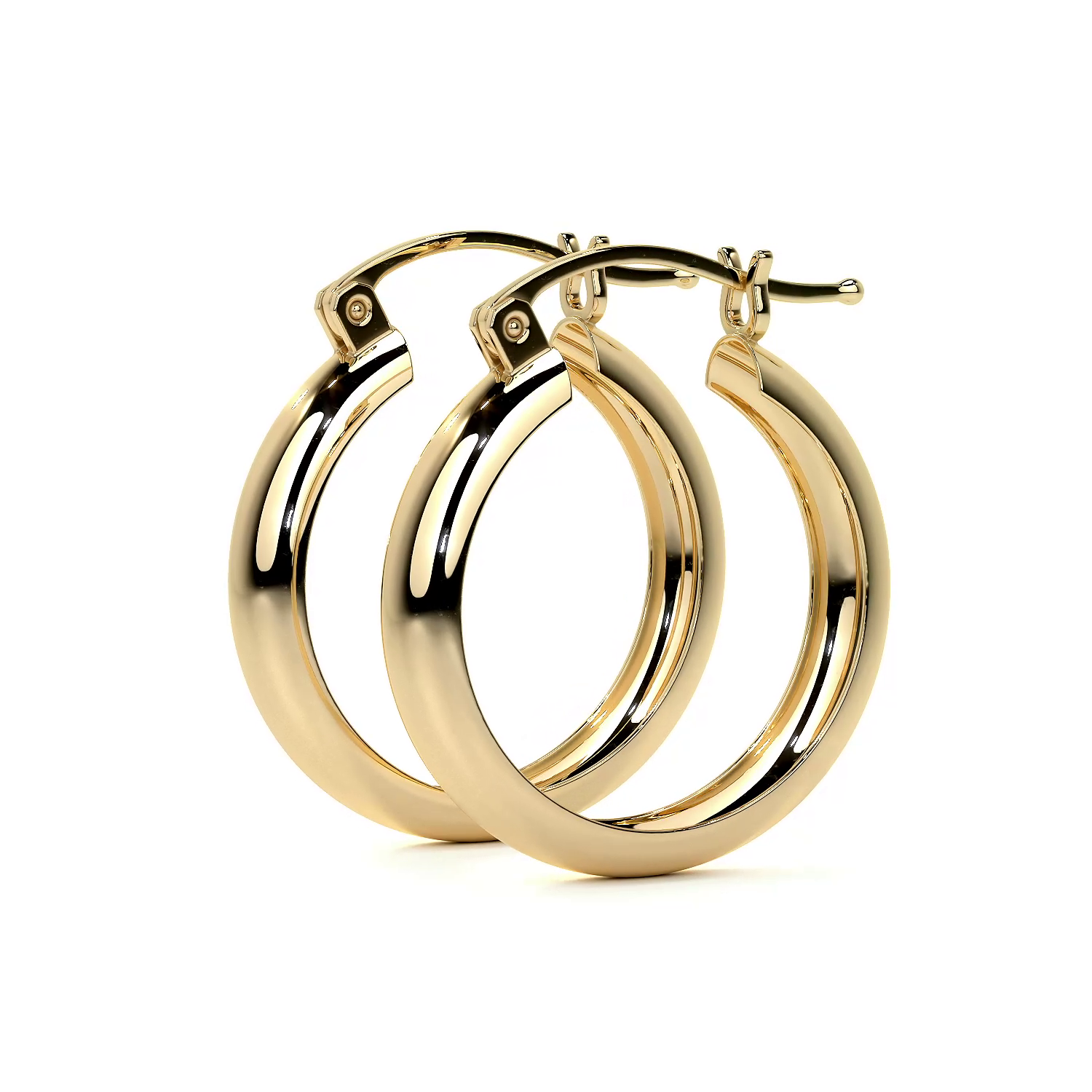 Smooth 10k Gold Bangle Hoop Earrings 4mm Wide