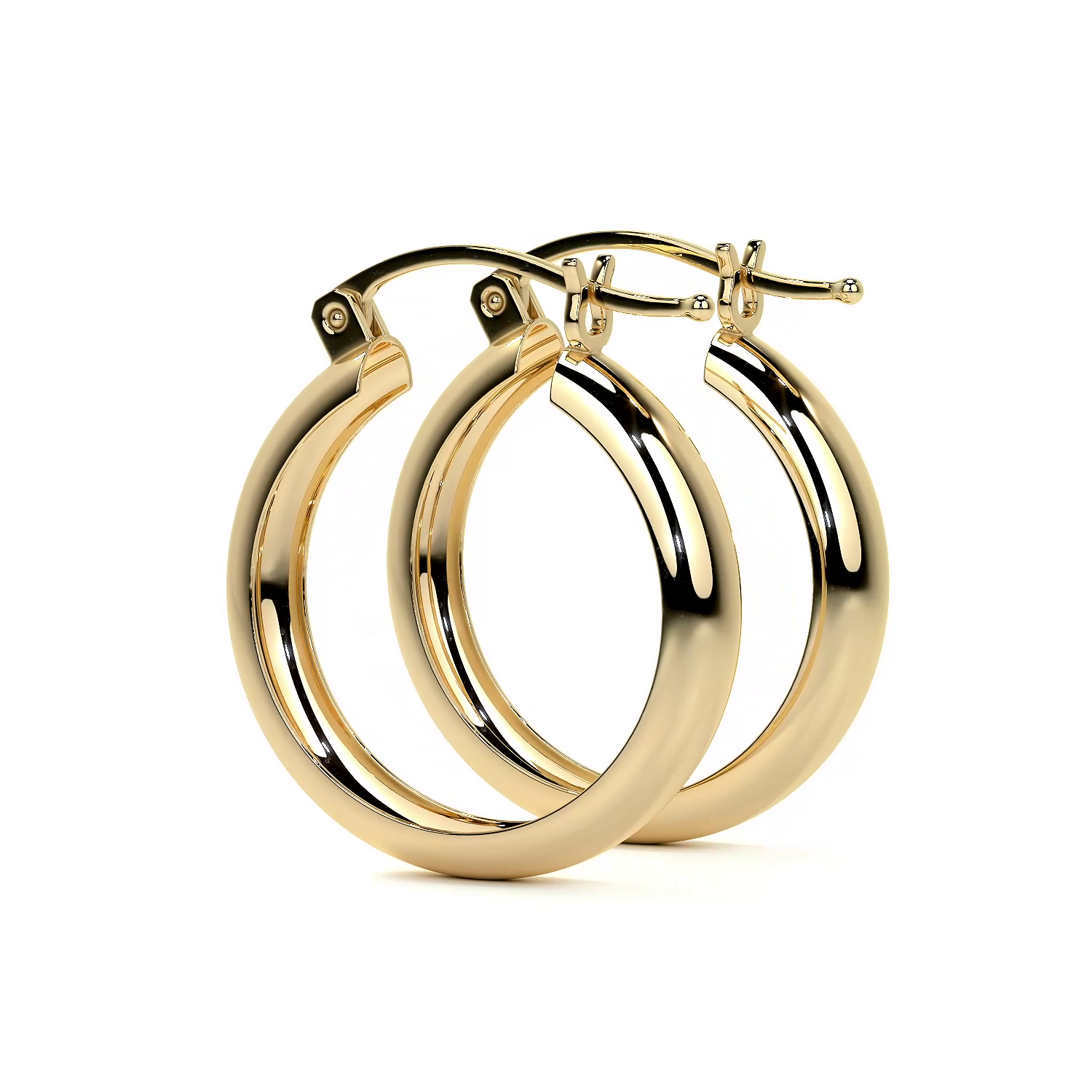 Smooth 14k Gold Bangle Hoop Earrings 4mm Wide