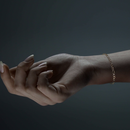 10K Gold Figaro Style Italian Slave Bracelet | Elegant Fine Jewelry Bracelet