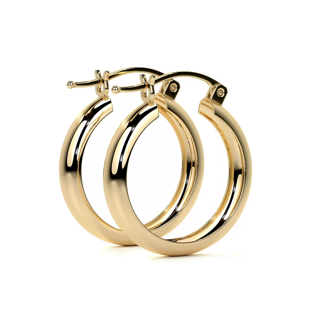 Arracada Bangle De Oro De 14k Lisa De 4mm de Ancho