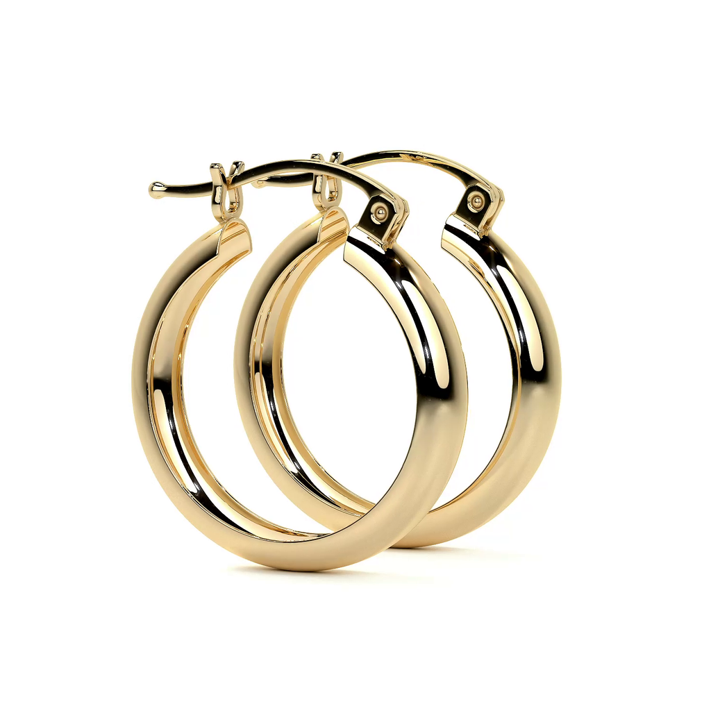 Arracada Bangle De Oro De 14k Lisa De 4mm de Ancho