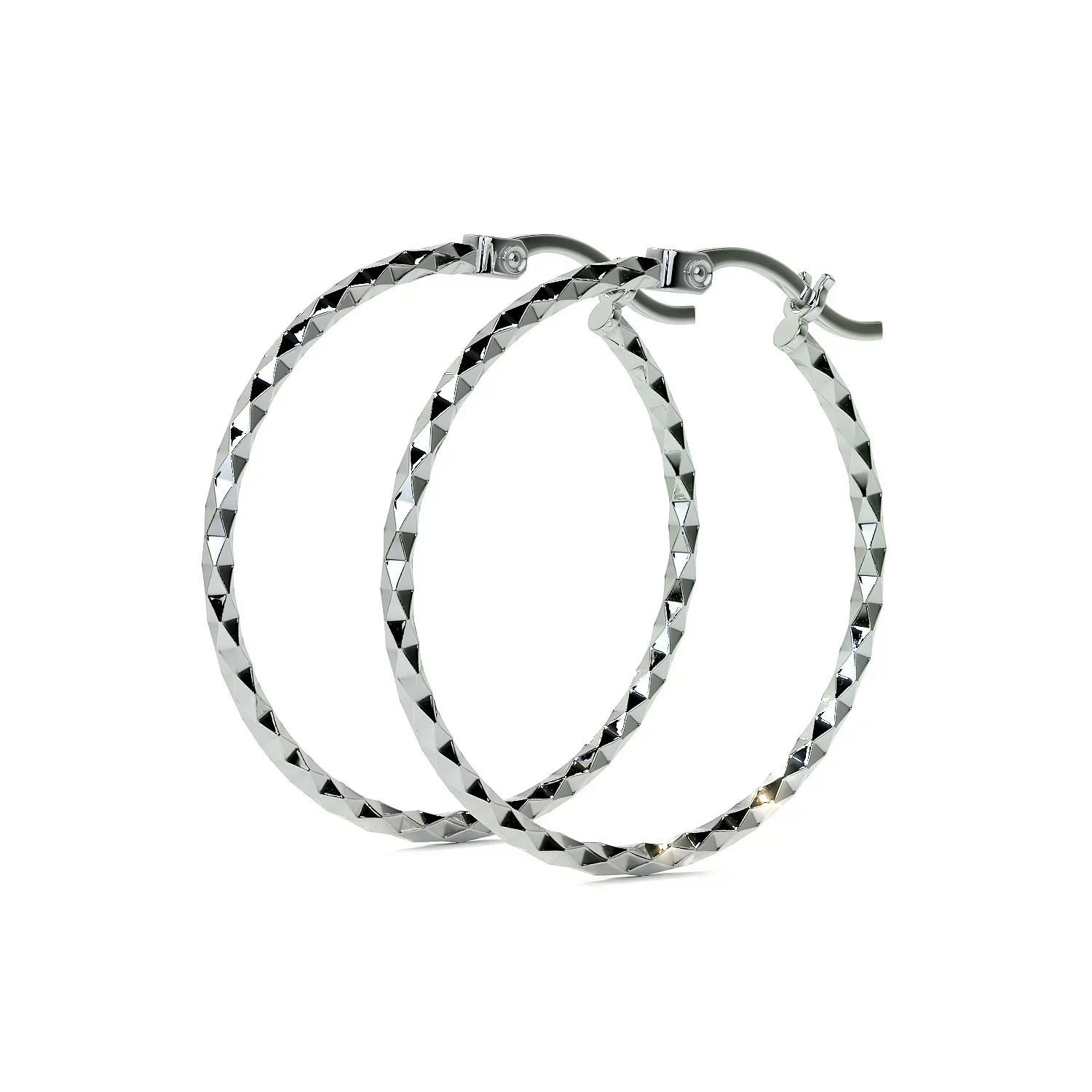 925 Sterling Silver Diamond Hoop Earrings for Women with Confetti
