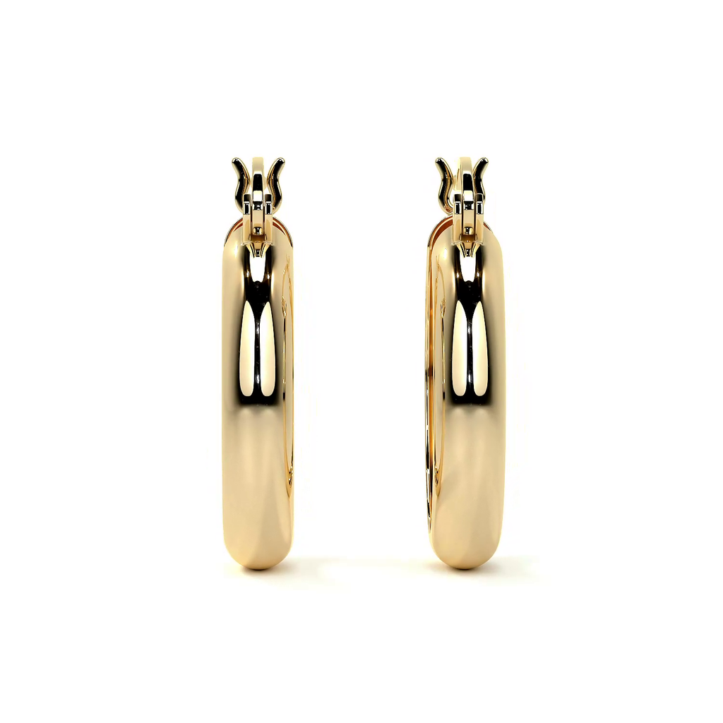 Arracada Bangle De Oro De 14k Lisa De 4mm de Ancho