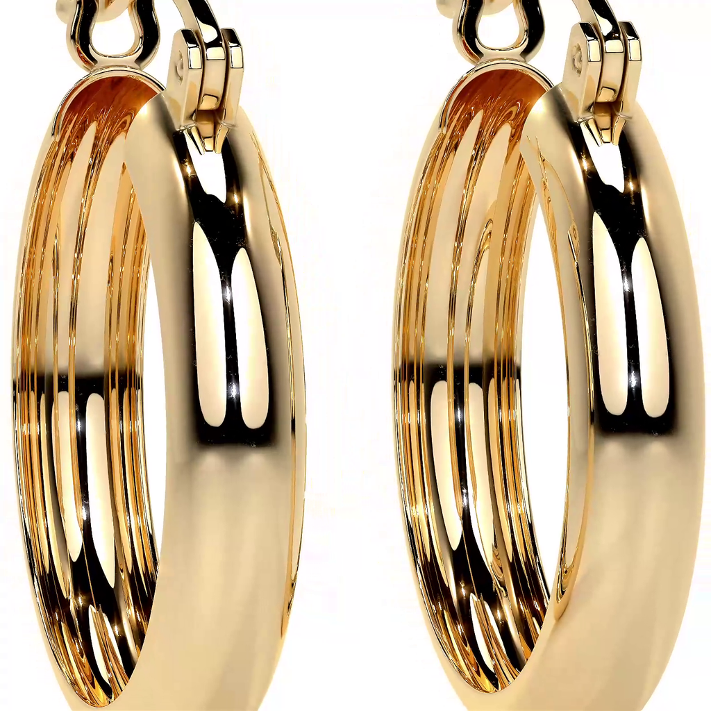 Arracada Bangle De Oro De 14k Lisa De 4mm de Ancho