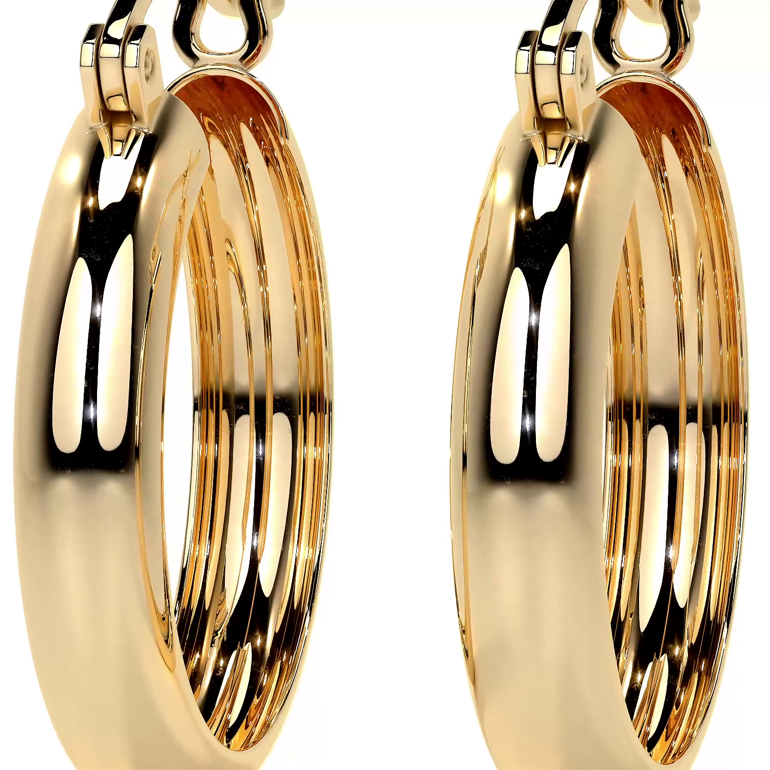 Arracada Bangle De Oro De 14k Lisa De 4mm de Ancho