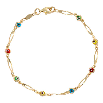Pulsera De Mujer De Ojos Multicolor De 10 Quilates 3mm, 18cm
