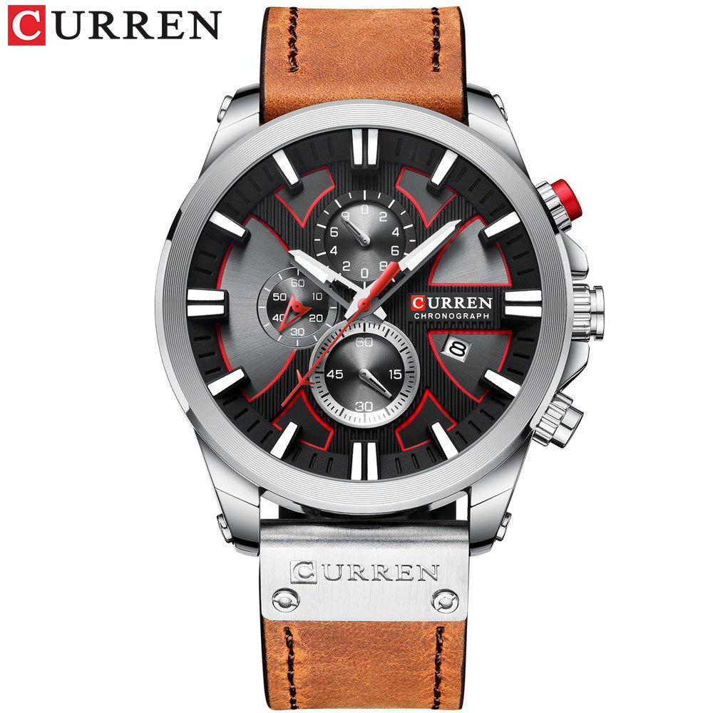 Curren Men's Waterproof Multifunctional Quartz Watch with Calendar and Leather Strap 8346 xs