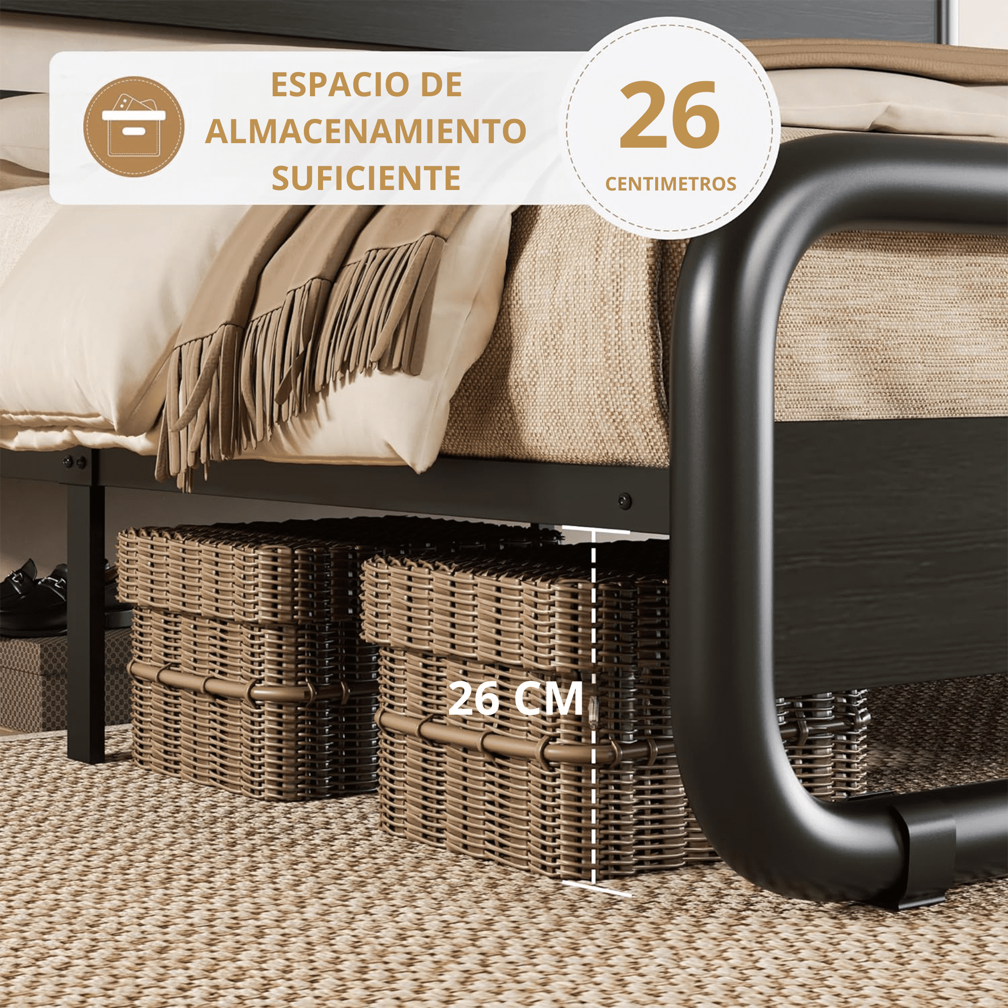 FABATO Queen Size Bed with Headboard