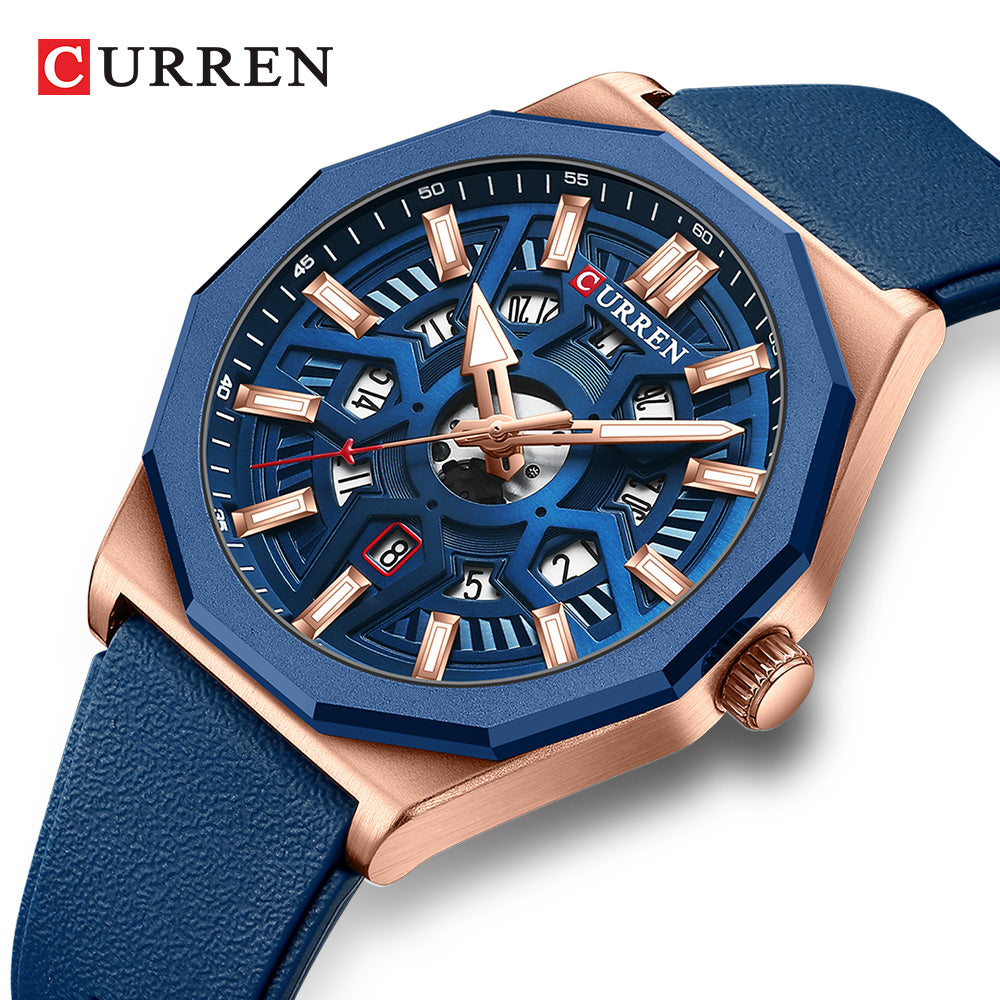 CURREN Men's Watch, Original Brand, Luminous Hands, Unique Retro Dial, Silicone Strap, Fashion, Business, Casual, Sports, Quartz, Waterproof 8437 X
