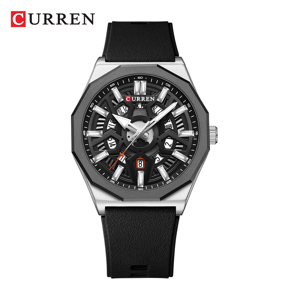 CURREN Men's Watch, Original Brand, Luminous Hands, Unique Retro Dial, Silicone Strap, Fashion, Business, Casual, Sports, Quartz, Waterproof 8437 X