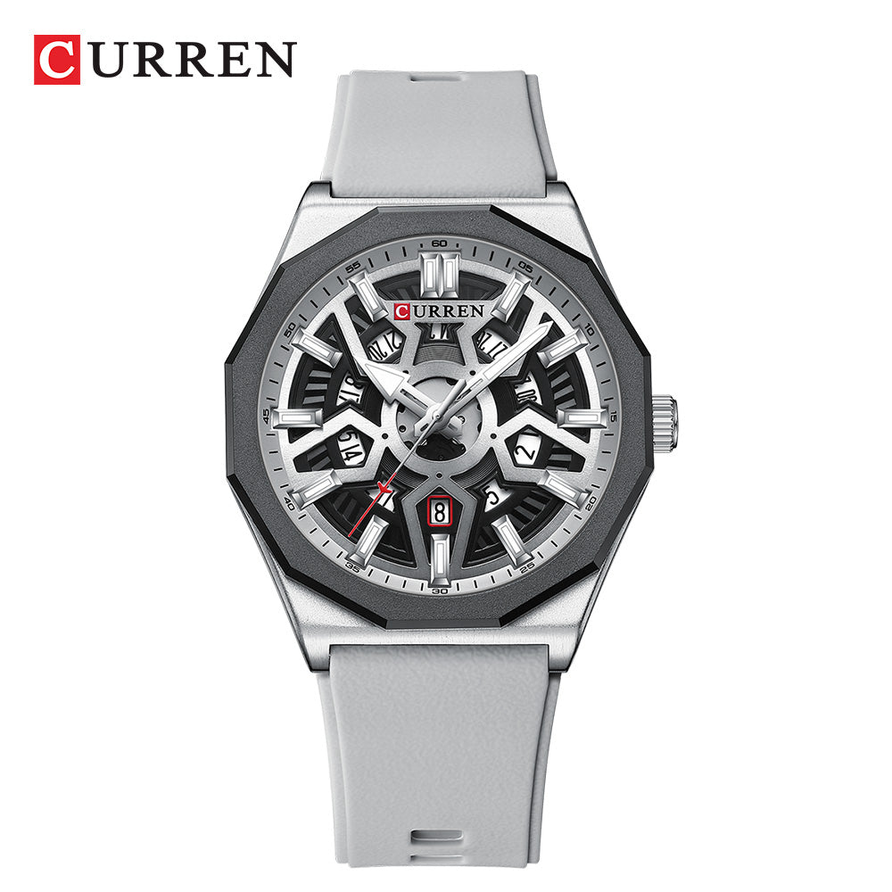 CURREN Men's Watch, Original Brand, Luminous Hands, Unique Retro Dial, Silicone Strap, Fashion, Business, Casual, Sports, Quartz, Waterproof 8437 X
