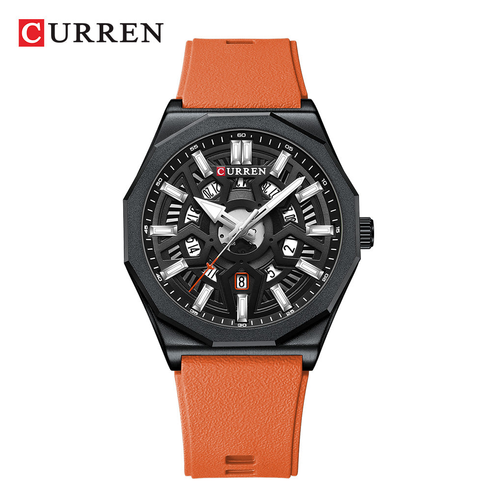 CURREN Men's Watch, Original Brand, Luminous Hands, Unique Retro Dial, Silicone Strap, Fashion, Business, Casual, Sports, Quartz, Waterproof 8437 X