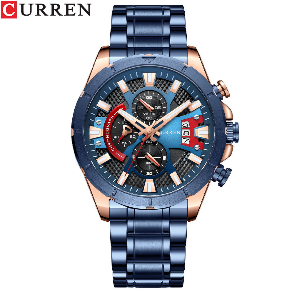 CURREN New Fashion Watches for Men Casual Luminous Brown Face Stainless Steel Band Waterproof 8401 XH Without Box