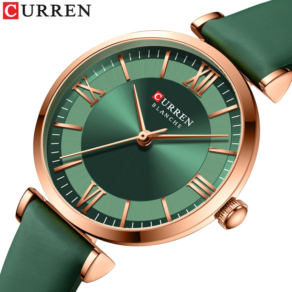 CURREN Women's Watches Top Luxury Brand Creative Simple Casual Sport Watch Leather Strap Fashion Waterproof 9079 XQ