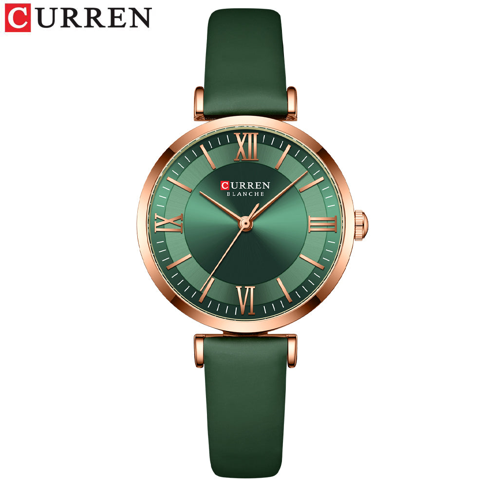 CURREN Women's Watches Top Luxury Brand Creative Simple Casual Sport Watch Leather Strap Fashion Waterproof 9079 XQ
