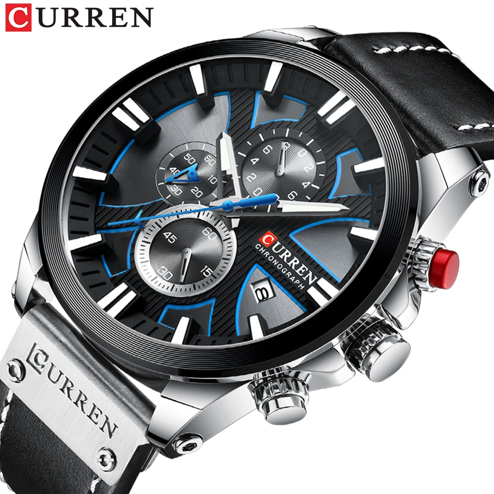 Curren Men's Waterproof Multifunctional Quartz Watch with Calendar and Leather Strap 8346 xs