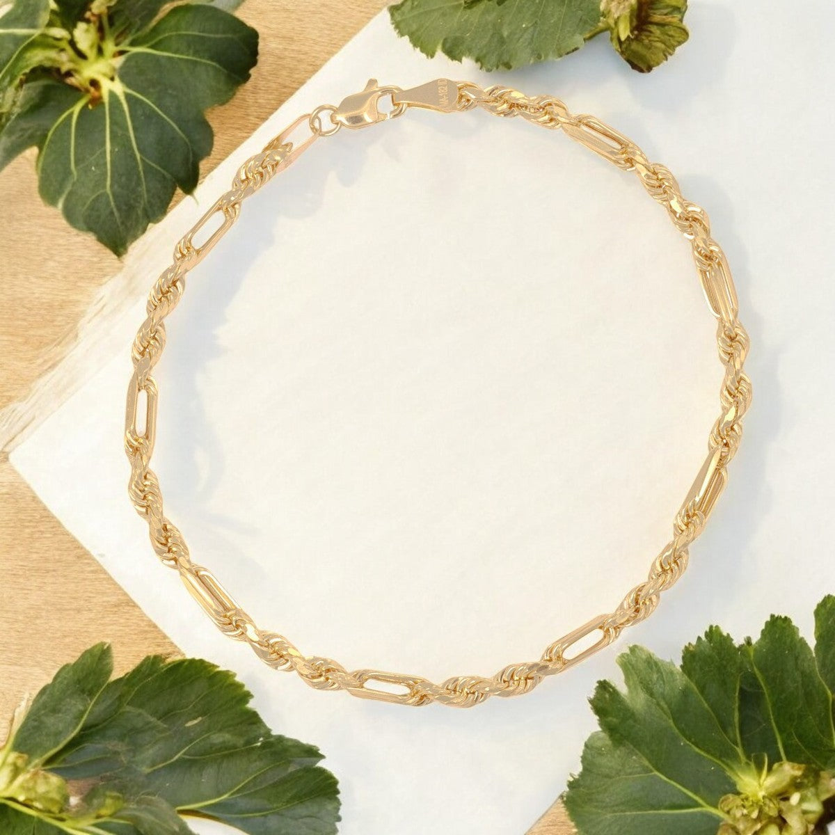 Pulsera Italiana Milano 3x1 De 10 Quilates 3.6mm, 21.5cm