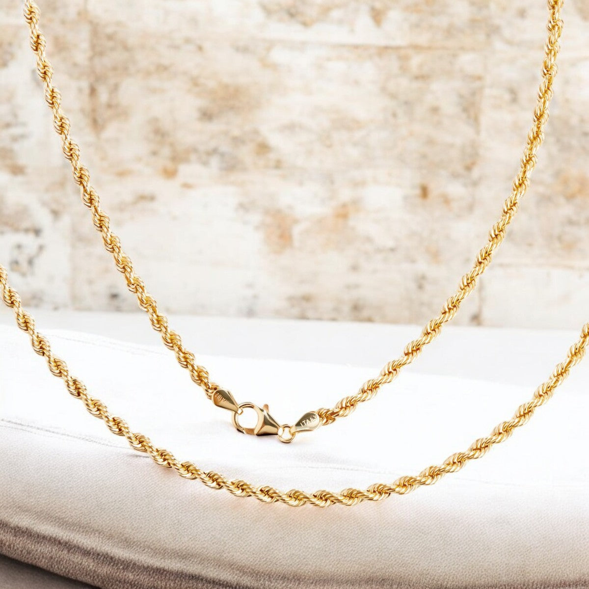 10k Italian Gold Hollow Twisted Chain, 3.2mm Gauge, 55cm