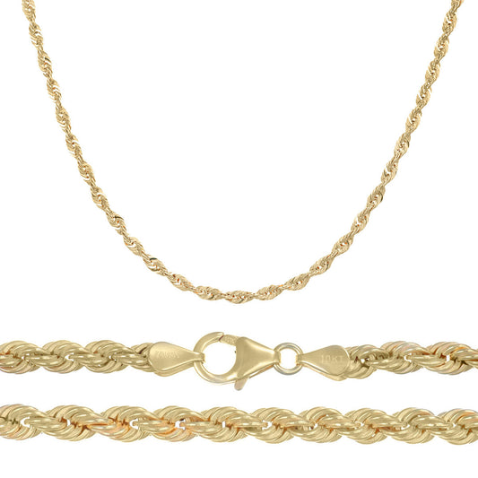 10k Italian Gold Hollow Twisted Chain, 3.2mm Gauge, 60cm