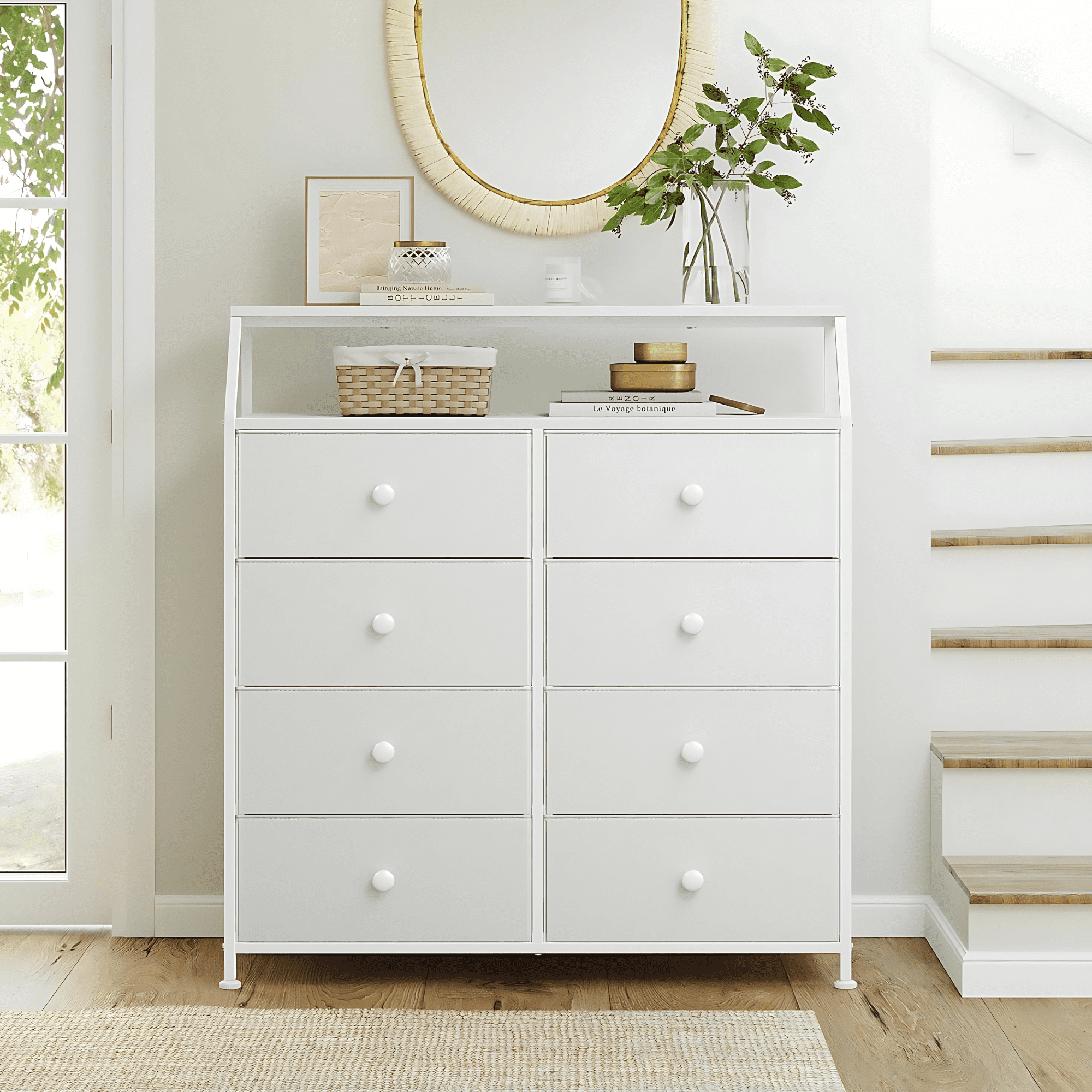 FABATO Storage Organizer with Steel Frame, 8 Drawers, 29 x 95 x 106 cm