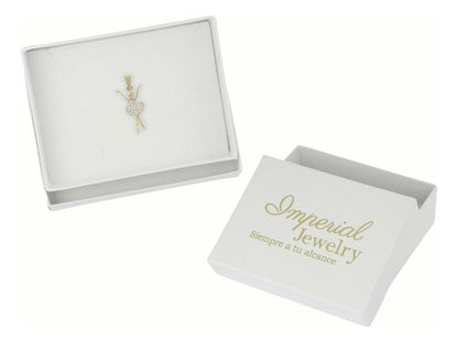 Dije De Bailarina Con Zirconias, En Oro De 10k 1.1 Grm