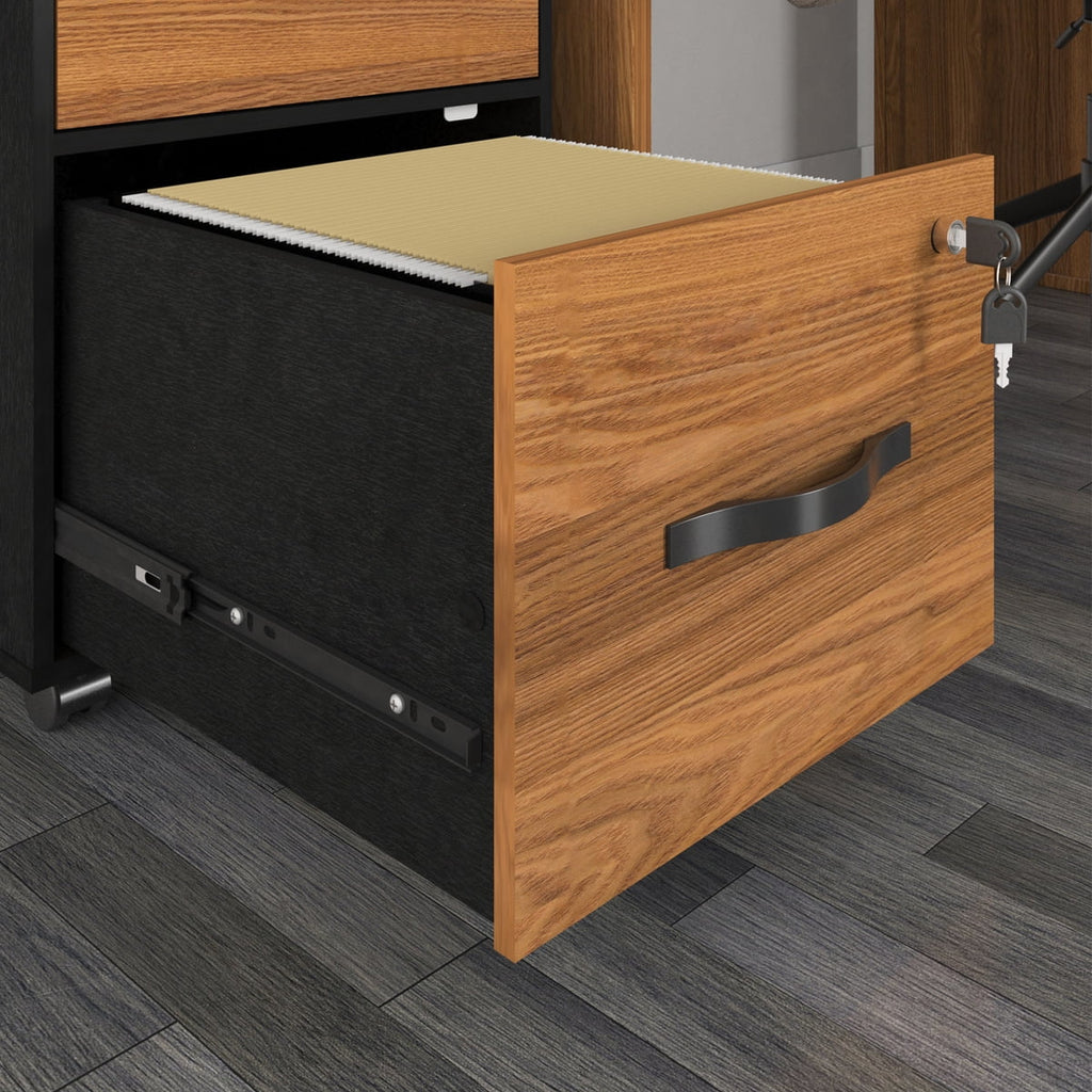 Essential 2-Drawer Letter-Size Filing Cabinet, One Drawer with Lock, 4 Wheels, Playcon Textured Laminate Top