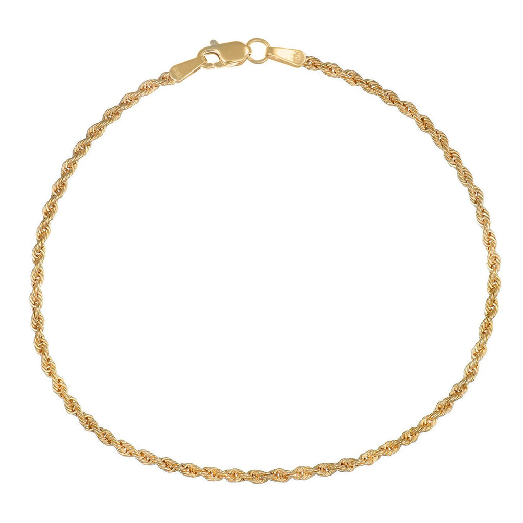 Hollow Twisted Bracelet, 10k Italian Gold, 1.9mm Gauge, 18.5cm