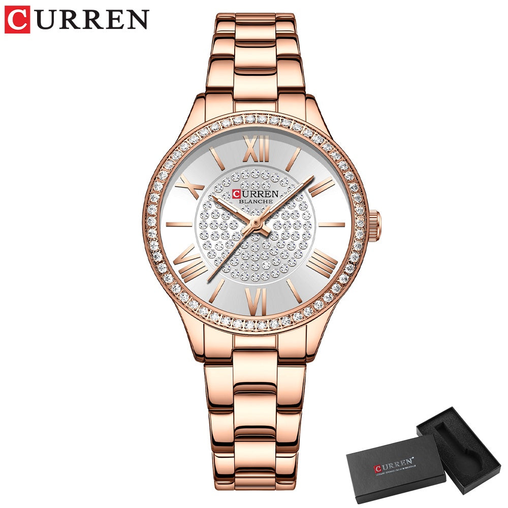 CURREN Women's Watches Original Brand Fashion Casual Sports Quartz Stainless Steel Waterproof 9084