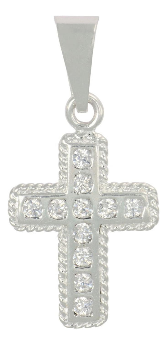 Sterling Silver 925 Cross Pendant with Cubic Zirconia